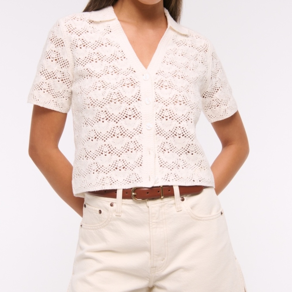 Abercrombie Short Sleeve Crochet style polo
